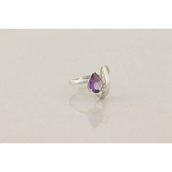 Sterling Silver Natural Purple Amethyst Ring Size 7 1/2 - Picture 3 of 9